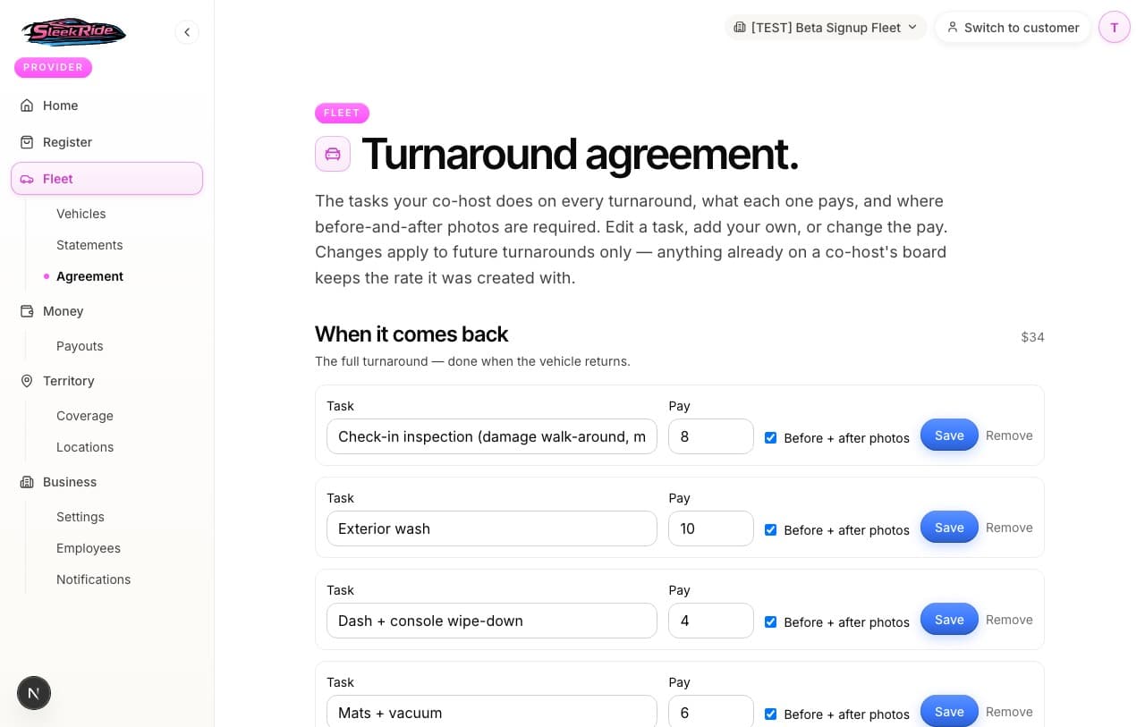 The editable turnaround agreement with per-task pay