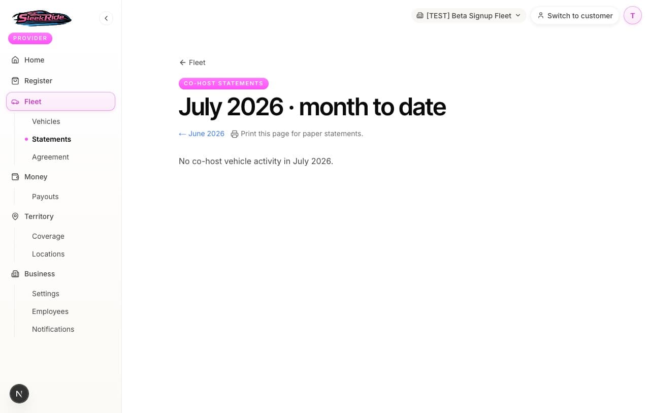 The co-host statements page